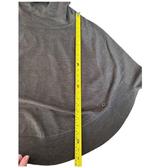 SMARTWOOL Brown Grey Poncho Cowl Neck Merino Wool Blend Sweater Small Medium S/M - Picture 8 of 10
